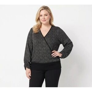 New Belldini size 2X Black Knit Abstract Wrap Lightweight Sweater Elegant